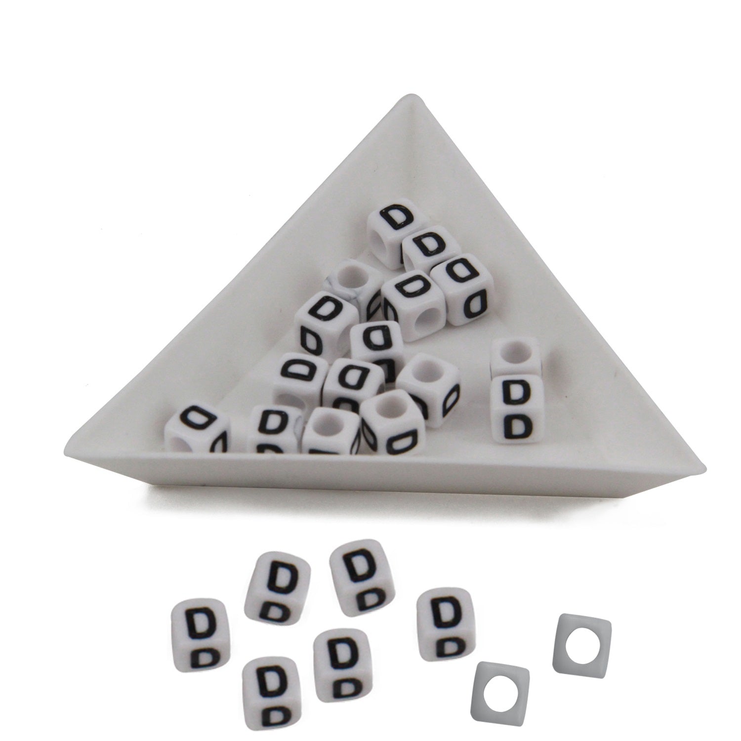 Plastic Beads Alphabets Letters 6mm Hole:3.2mm Cube White For Jewellery Bracelet Making Crafts [ac-bds-00029]