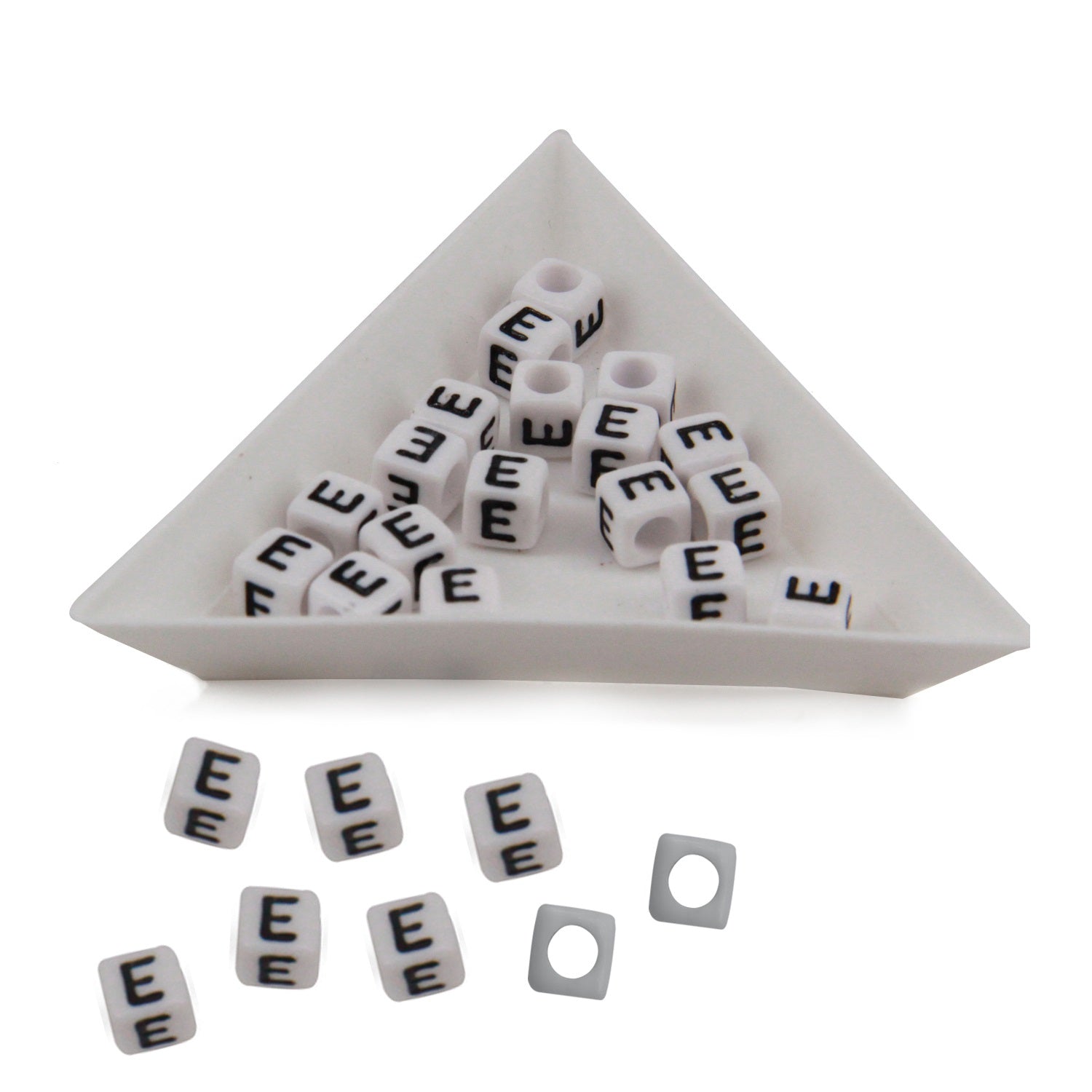 Plastic Beads Alphabets Letters 6mm Hole:3.2mm Cube White For Jewellery Bracelet Making Crafts [ac-bds-00029]