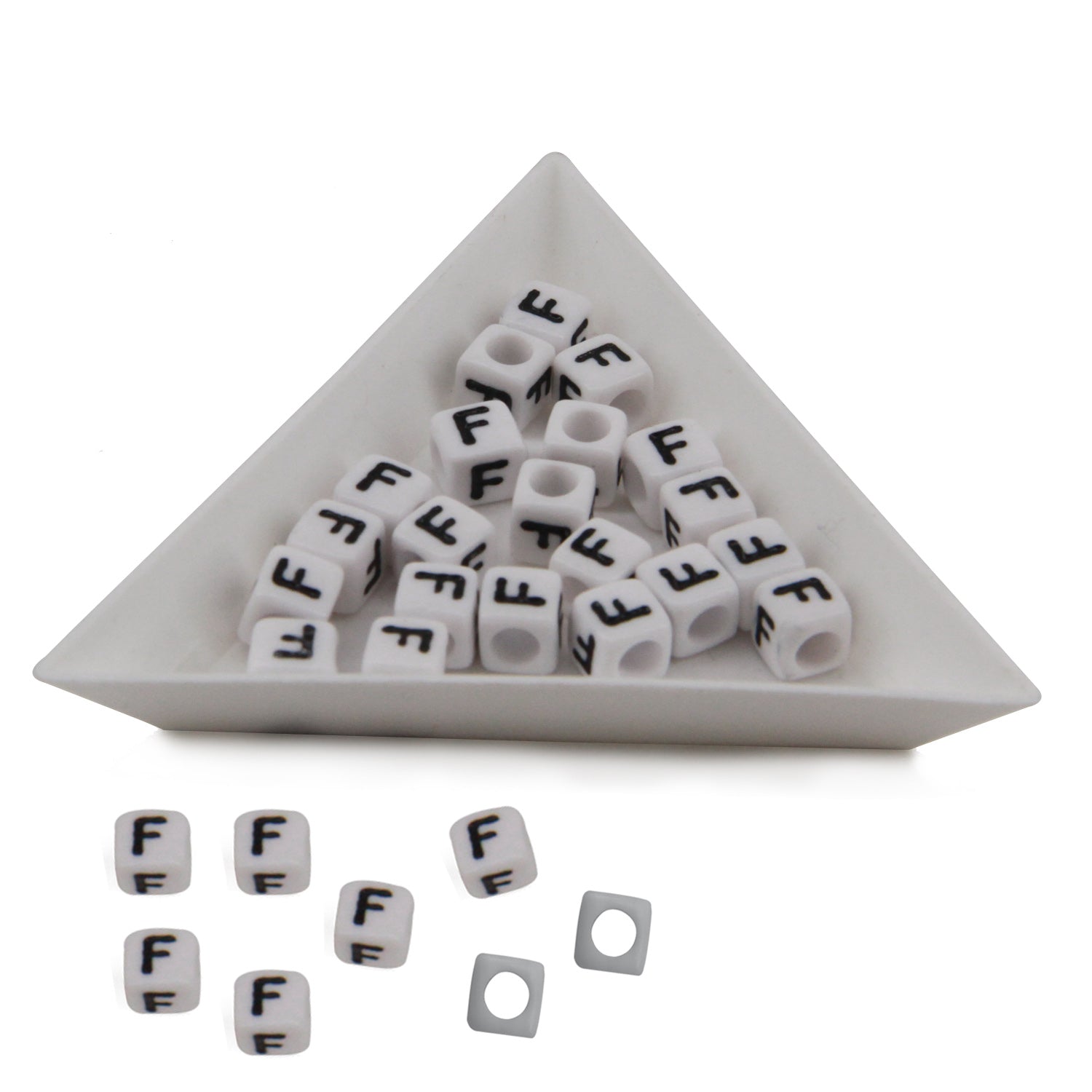 Plastic Beads Alphabets Letters 6mm Hole:3.2mm Cube White For Jewellery Bracelet Making Crafts [ac-bds-00029]