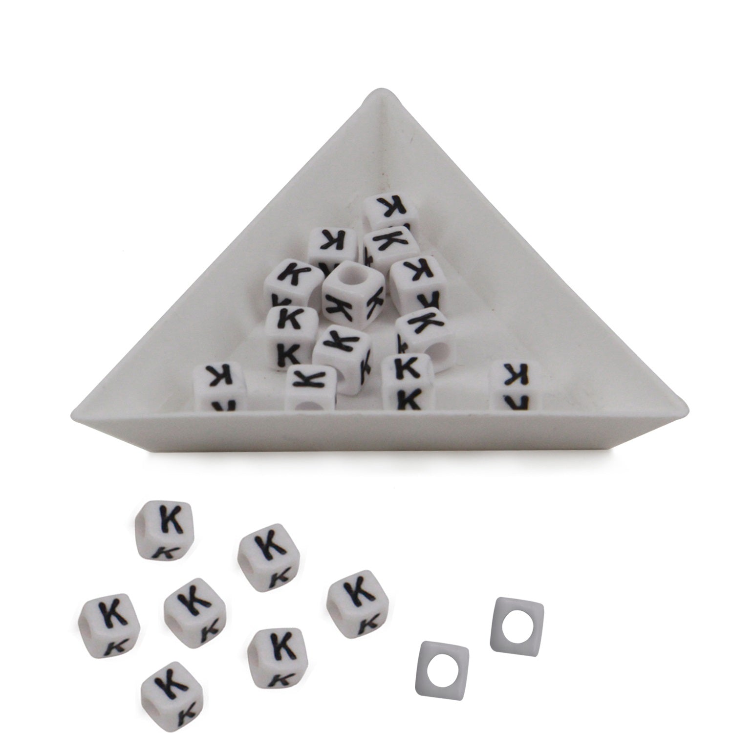 Plastic Beads Alphabets Letters 6mm Hole:3.2mm Cube White For Jewellery Bracelet Making Crafts [ac-bds-00029]