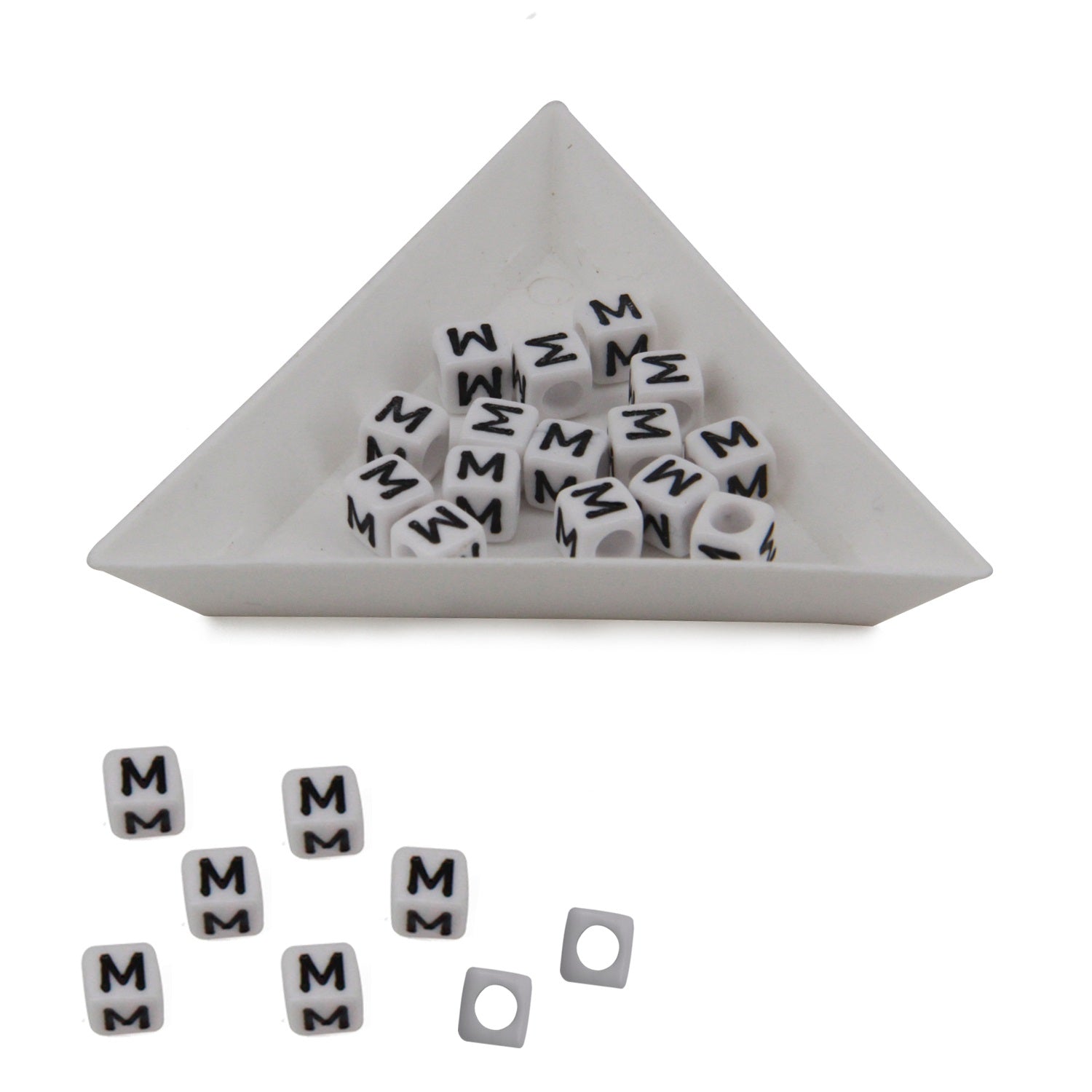 Plastic Beads Alphabets Letters 6mm Hole:3.2mm Cube White For Jewellery Bracelet Making Crafts [ac-bds-00029]