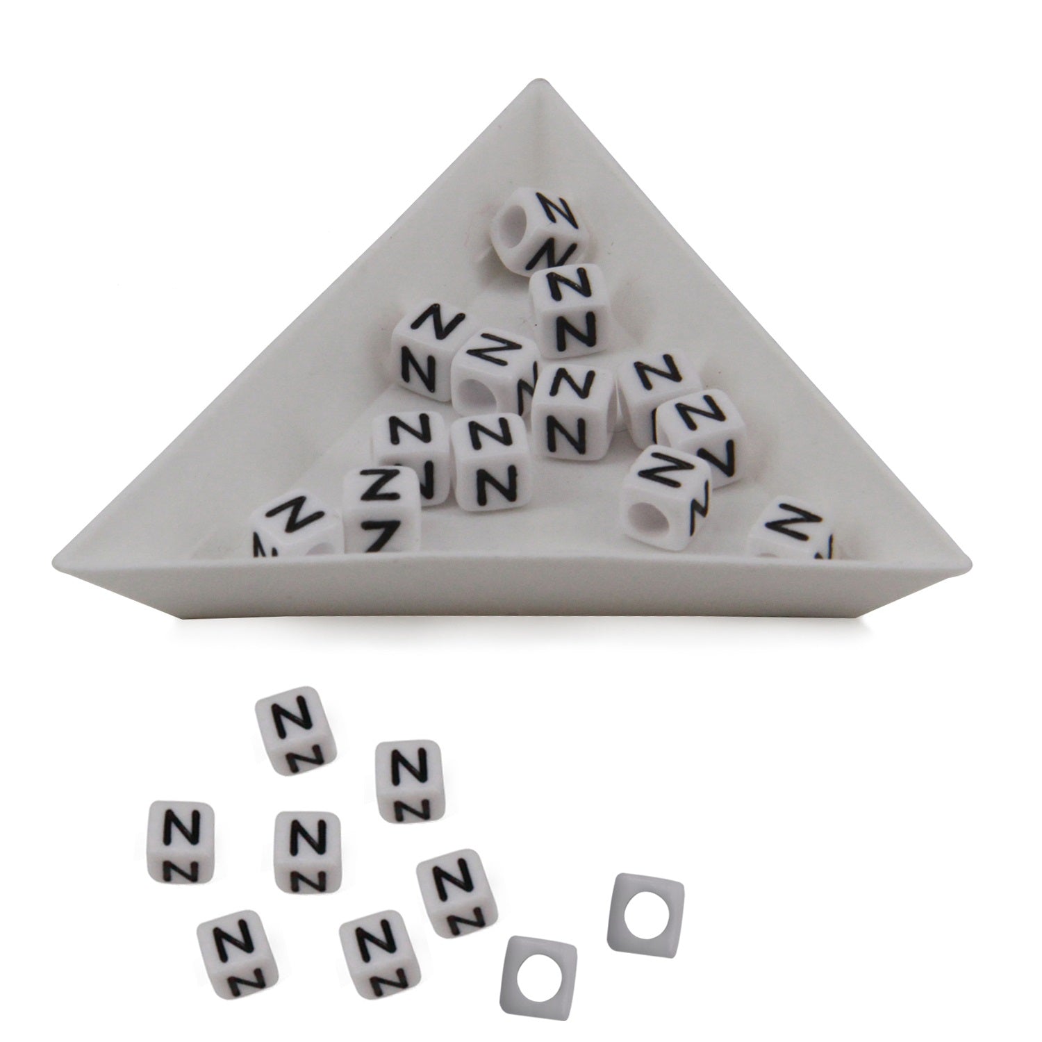 Plastic Beads Alphabets Letters 6mm Hole:3.2mm Cube White For Jewellery Bracelet Making Crafts [ac-bds-00029]