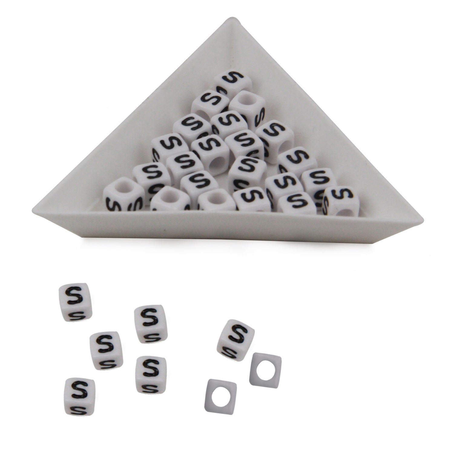 Plastic Beads Alphabets Letters 6mm Hole:3.2mm Cube White For Jewellery Bracelet Making Crafts [ac-bds-00029]