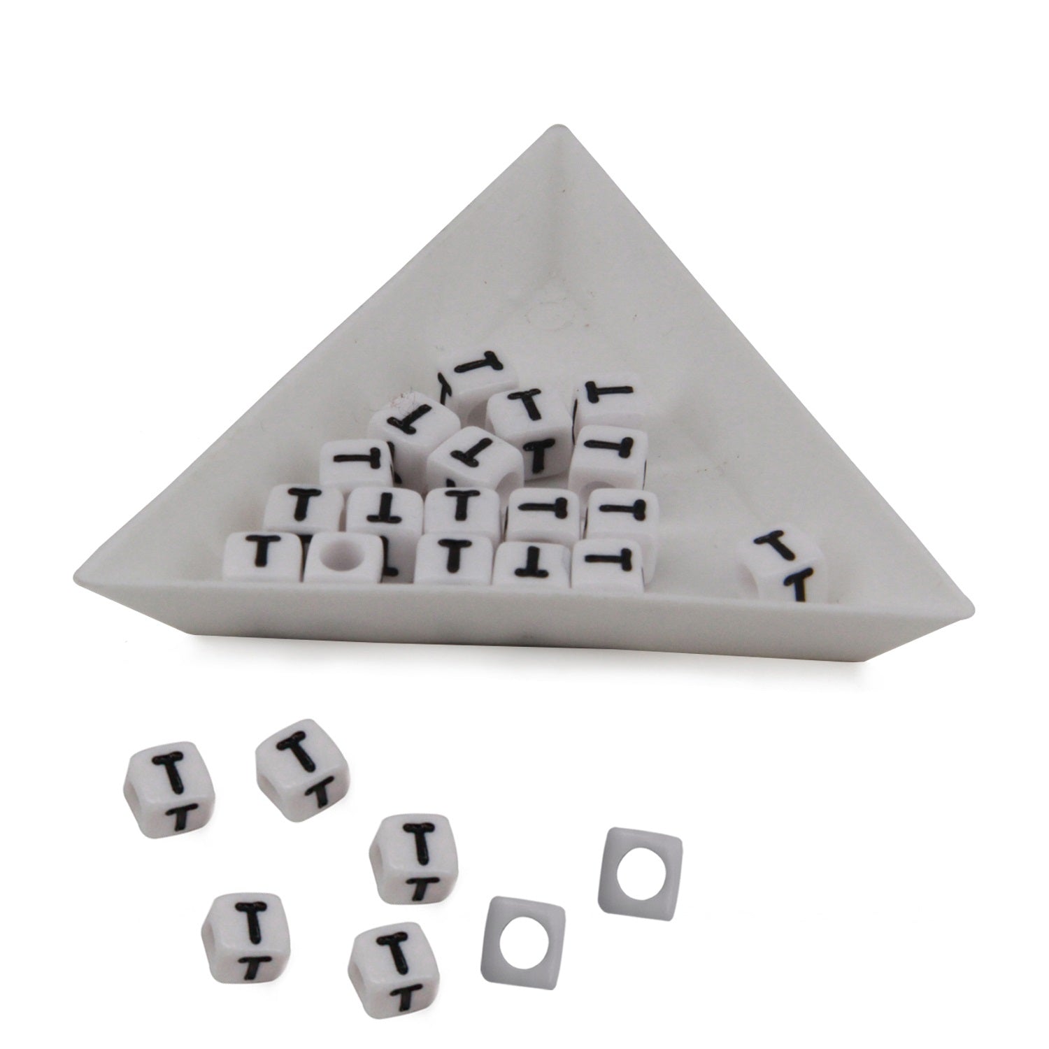 Plastic Beads Alphabets Letters 6mm Hole:3.2mm Cube White For Jewellery Bracelet Making Crafts [ac-bds-00029]