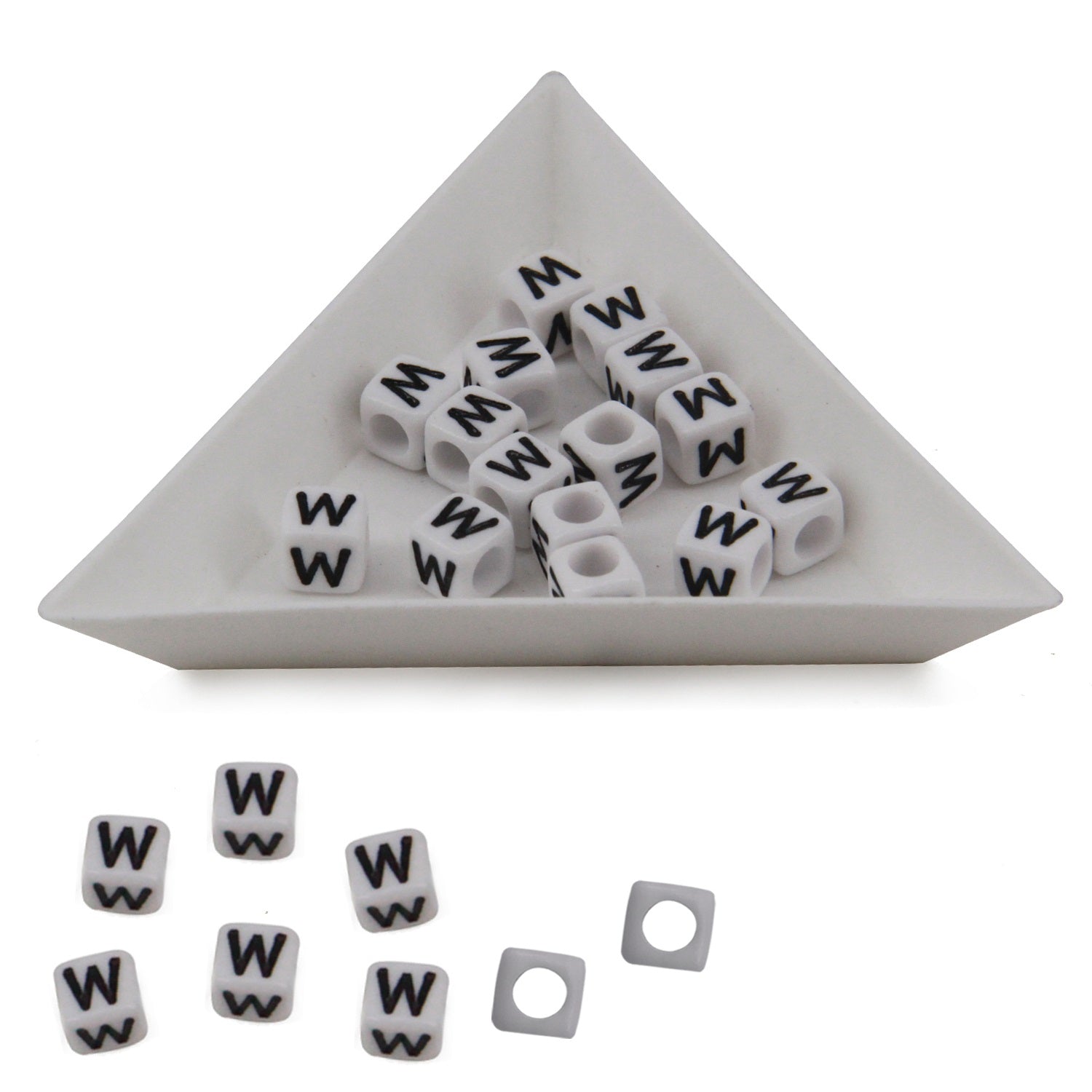 Plastic Beads Alphabets Letters 6mm Hole:3.2mm Cube White For Jewellery Bracelet Making Crafts [ac-bds-00029]