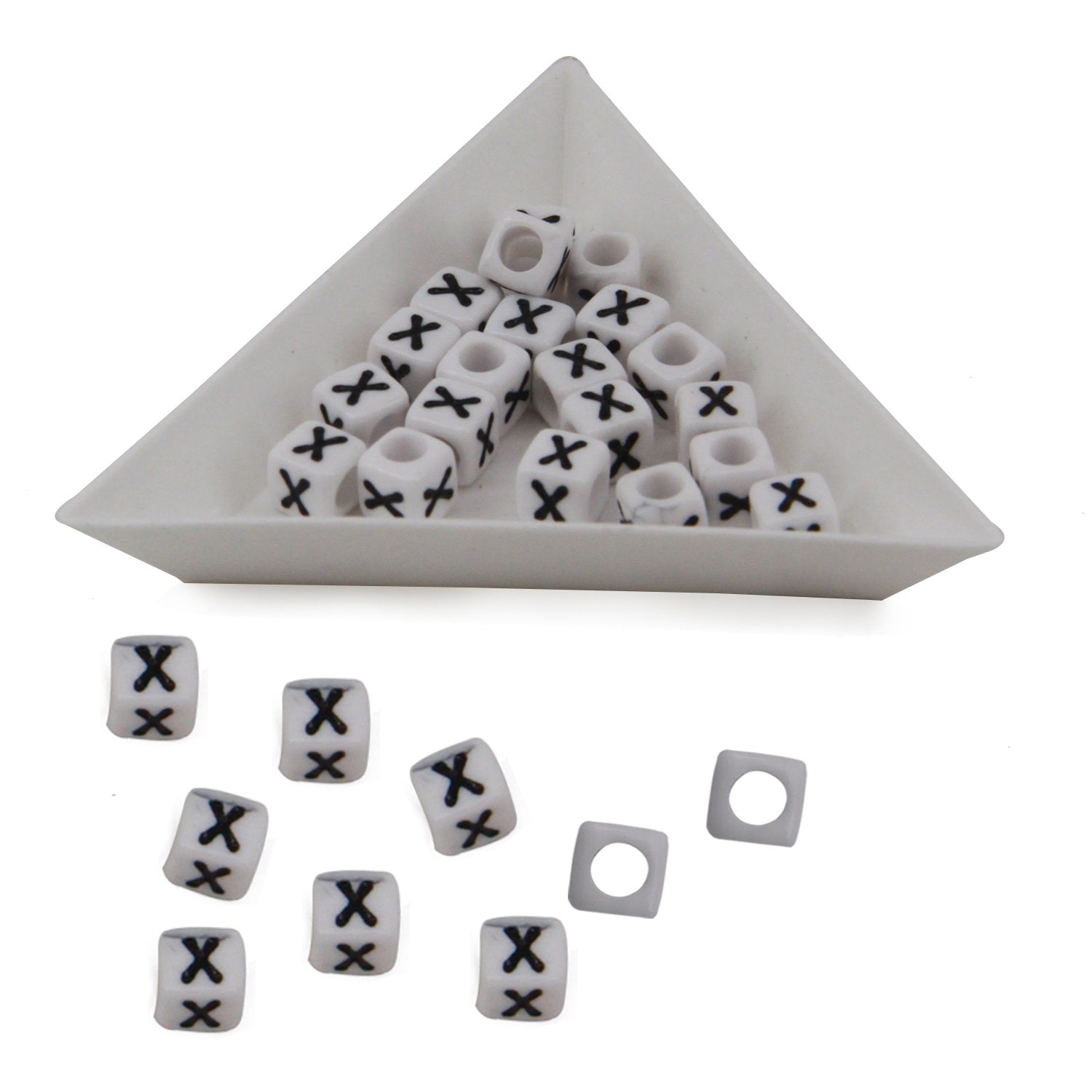Plastic Beads Alphabets Letters 6mm Hole:3.2mm Cube White For Jewellery Bracelet Making Crafts [ac-bds-00029]