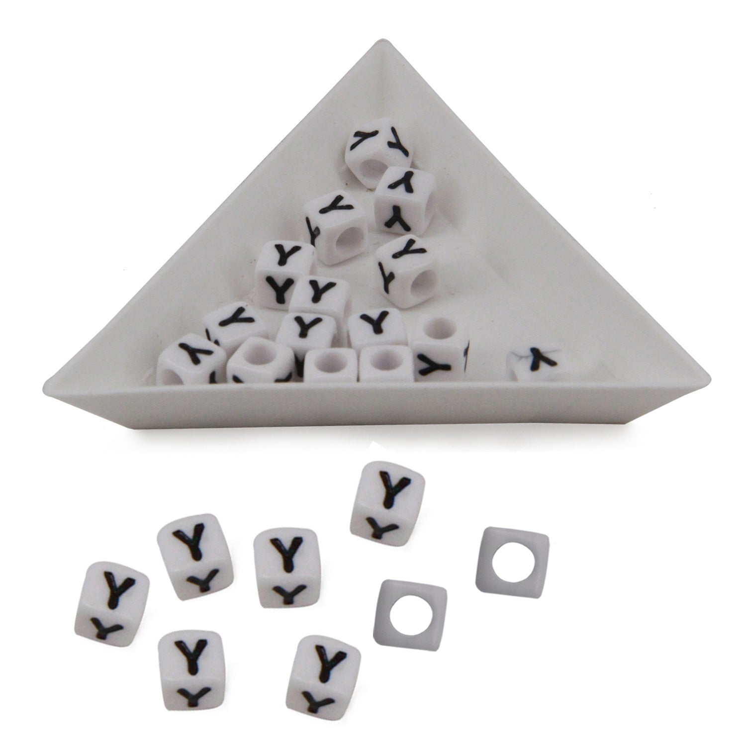 Plastic Beads Alphabets Letters 6mm Hole:3.2mm Cube White For Jewellery Bracelet Making Crafts [ac-bds-00029]