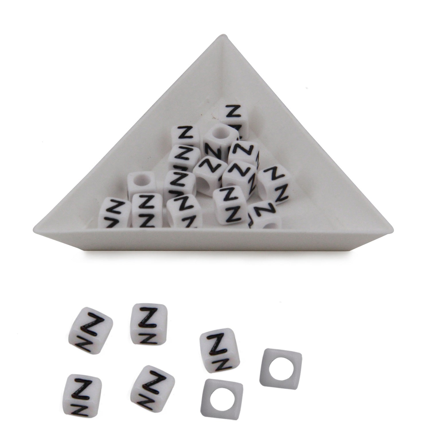 Plastic Beads Alphabets Letters 6mm Hole:3.2mm Cube White For Jewellery Bracelet Making Crafts [ac-bds-00029]