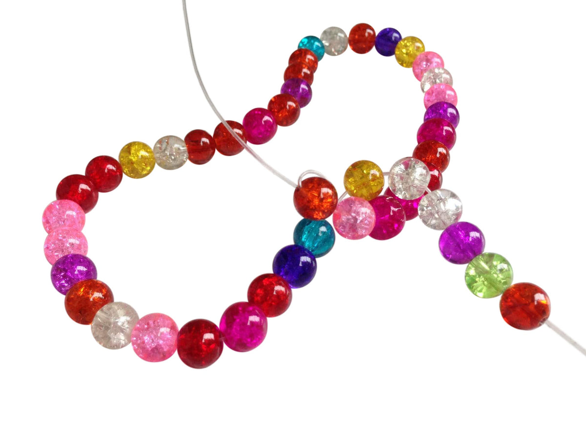 Crackle Glass Beads 8mm Round Assorted Color Mix (Sold as 1 String, 45+ Beads/string) [ac-bds-00031-m3]