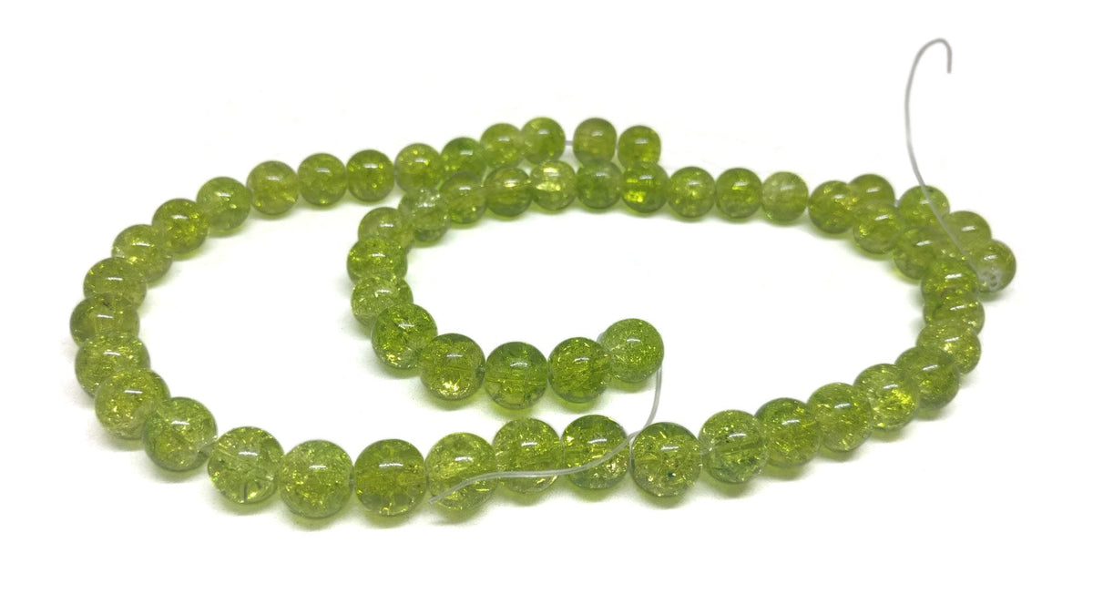 Crackle Glass Beads 8 MM Hole Size:1 MM Round  Light green For Jewellery Making (1 String, 100 Beads) [ac-bds-00032-m18]