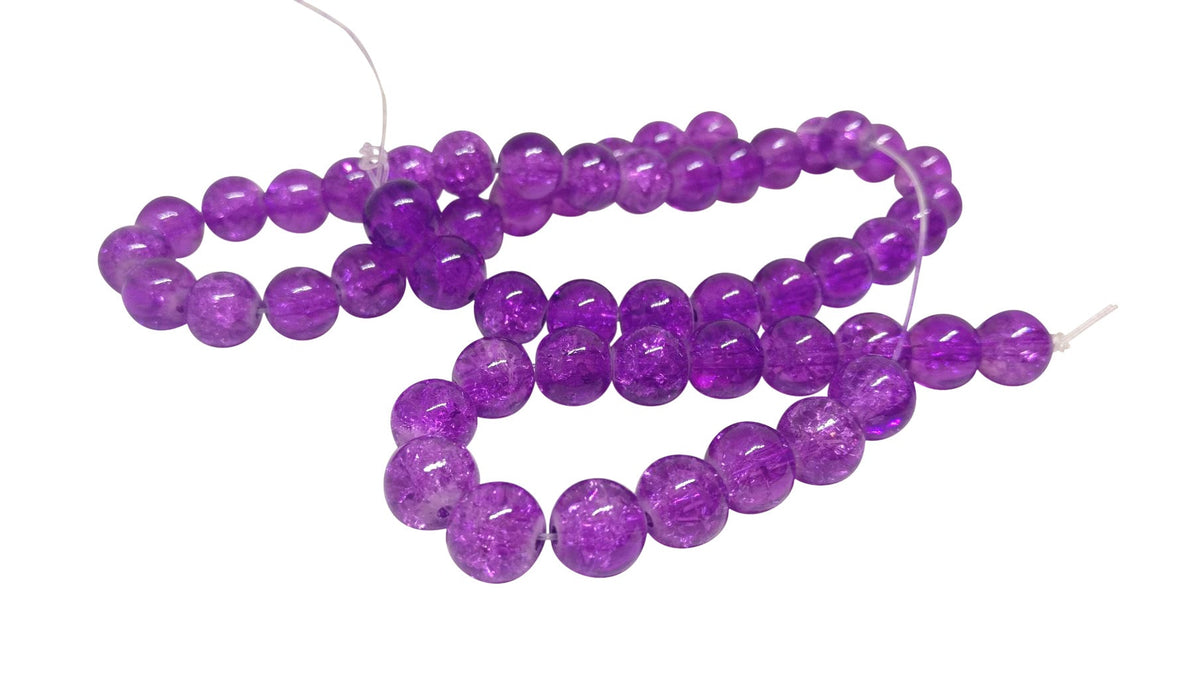 Crackle Glass Beads 8 MM Hole Size:1 MM Round Pink Tone Purple For Jewellery Making (1 String, 100 Beads) [ac-bds-00032-m23]