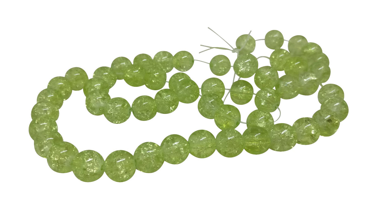Crackle Glass Beads 8 MM Hole Size:1 MM Round Mild Green For Jewellery Making (1 String, 100 Beads) [ac-bds-00032-m30]