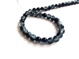 Crackle Glass Beads Twin Colors 8mm Hole Size:1.3 MM Round Black & Transparent (1 String, 100 Beads) [ac-bds-00032-m41]