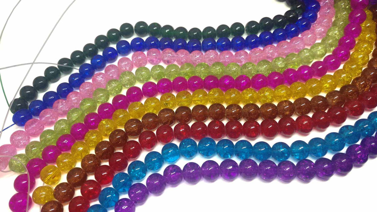 [Only For Prepaid Orders, Above Rs 500] Free Defective Clearance Giveaway Product 8 MM Crackle Glass Beads (1 String, Random Color)