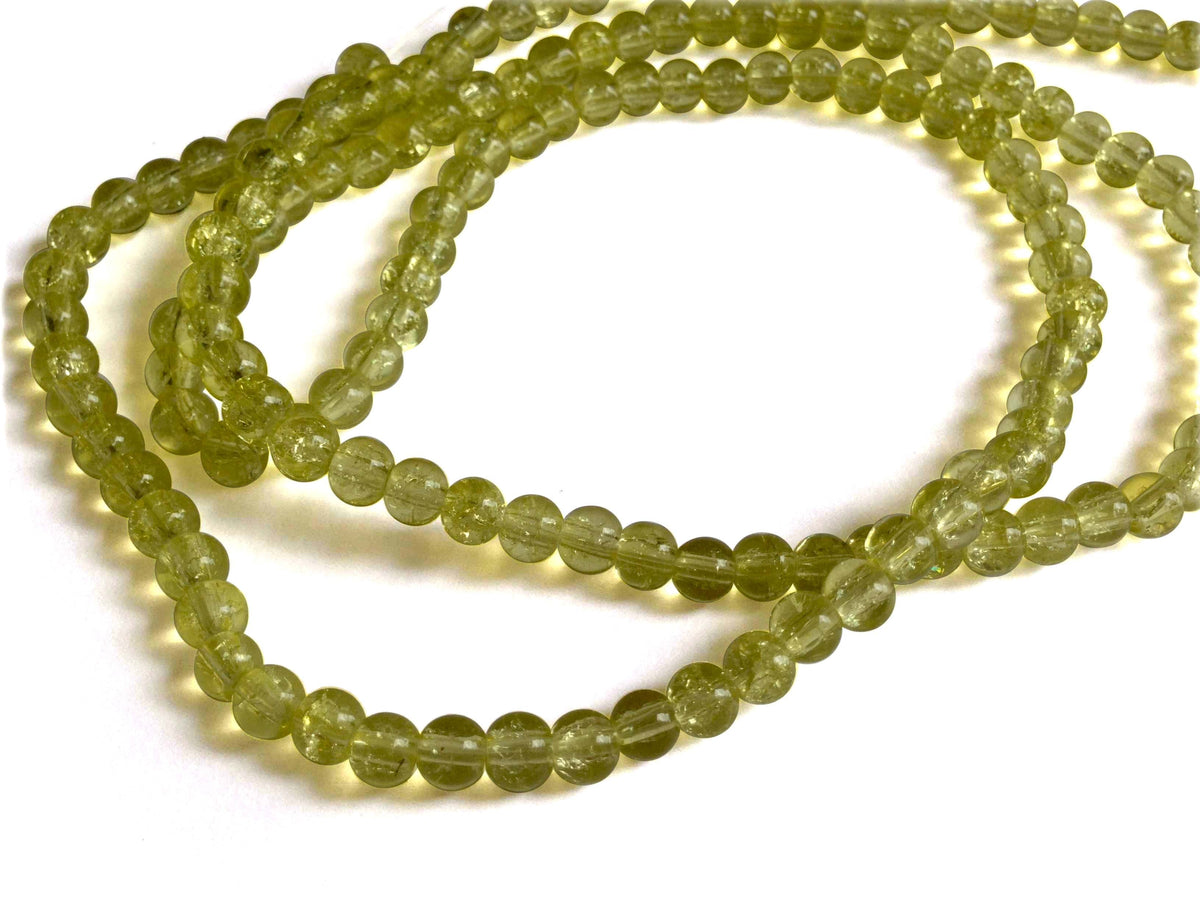 Crackle Glass Beads 6 MM Round Hole Size:1.3 MM Lemon Green (1 String, 125 Beads/String) [ac-bds-00033-m8]