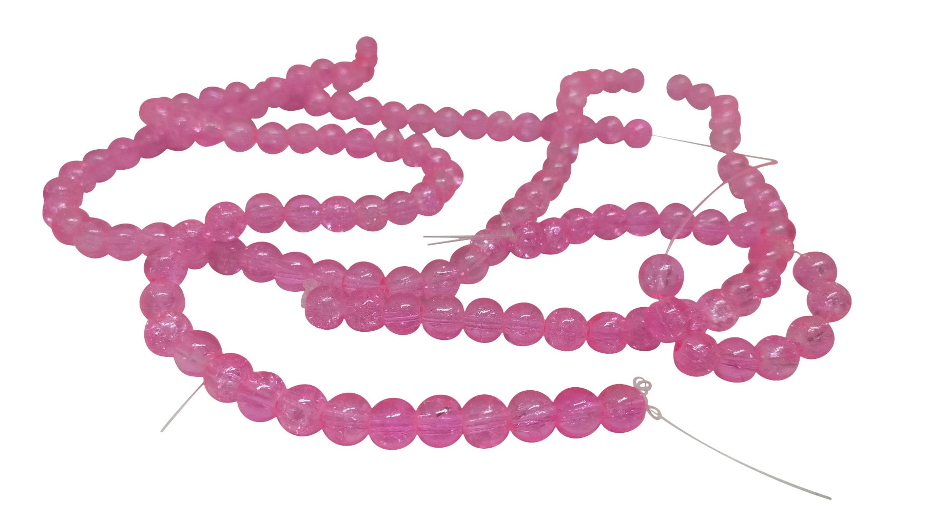 Crackle Glass Beads 6 MM Round Hole Size:1.3 MM Pink (1 String, 125 Beads/String) [ac-bds-00033-m9]