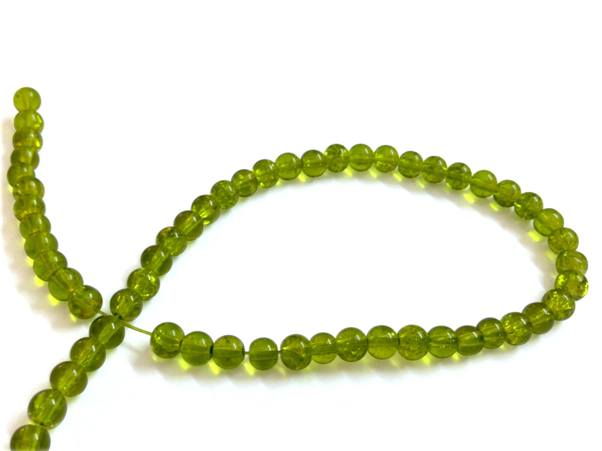 Crackle Glass Beads 4 MM Round Hole Size:1 MM Apple Green (1 String, 200 Beads/String) [ac-bds-00034-m4]