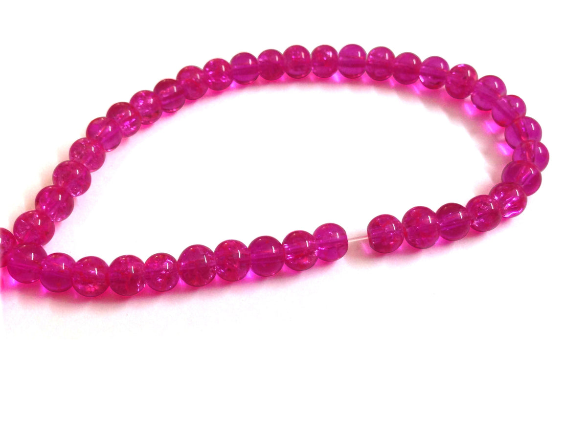 Crackle Glass Beads 4 MM Round Hole Size:1 MM Pink (1 String, 200 Beads/String) [ac-bds-00034-m7]