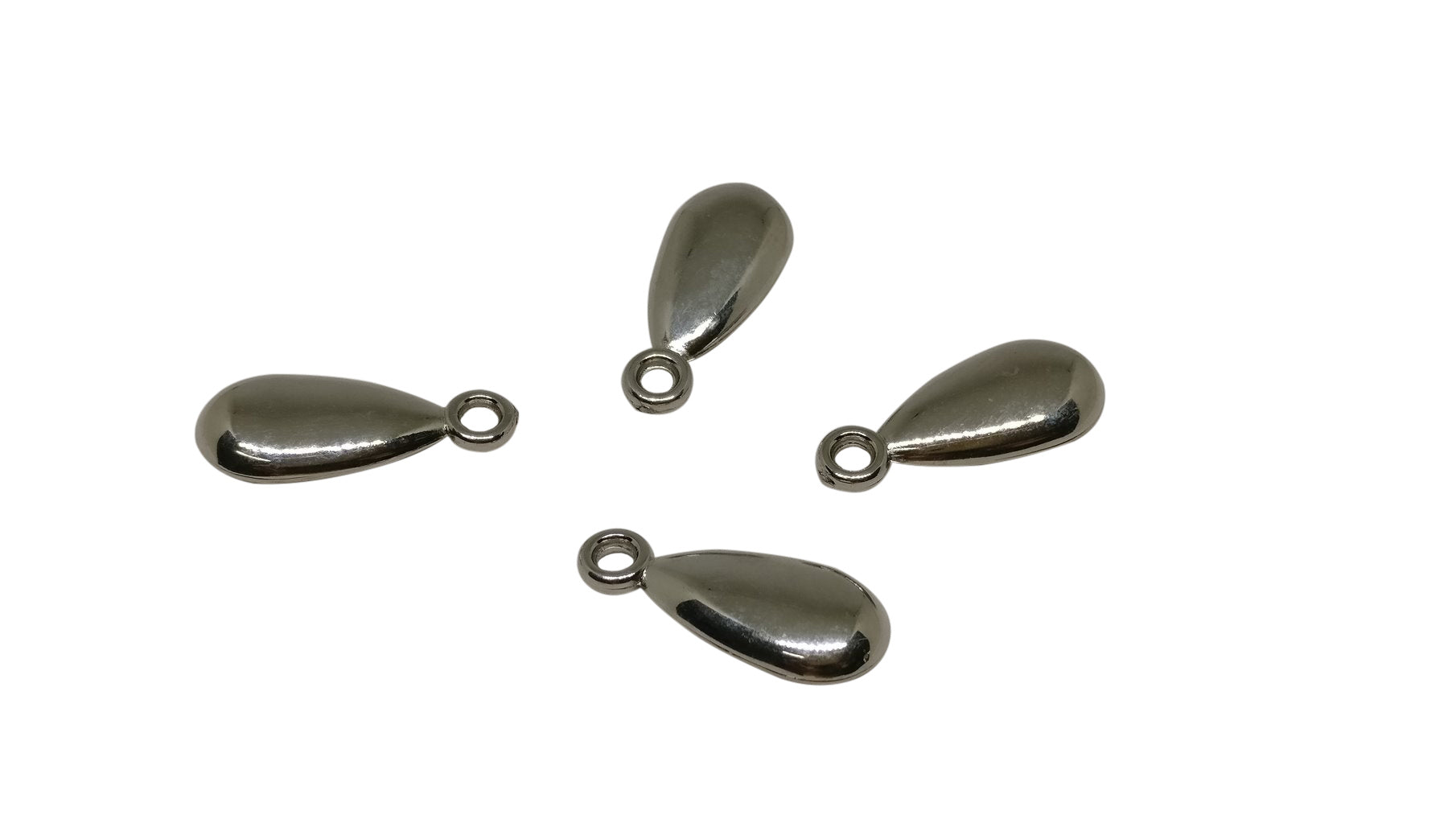 CCB Plastic Metallic Flat Drop Beads Charms Pendants 20x8x4 MM (Pack Of 10 Pieces) [ac-bds-00065-m1]