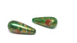 Flower Printed Designer Acrylic Beads 32x12 MM Green Drop Hole Size:2mm (4 Pieces) For Jewellery Making Arts Crafts [ac-bds-00072-m3]