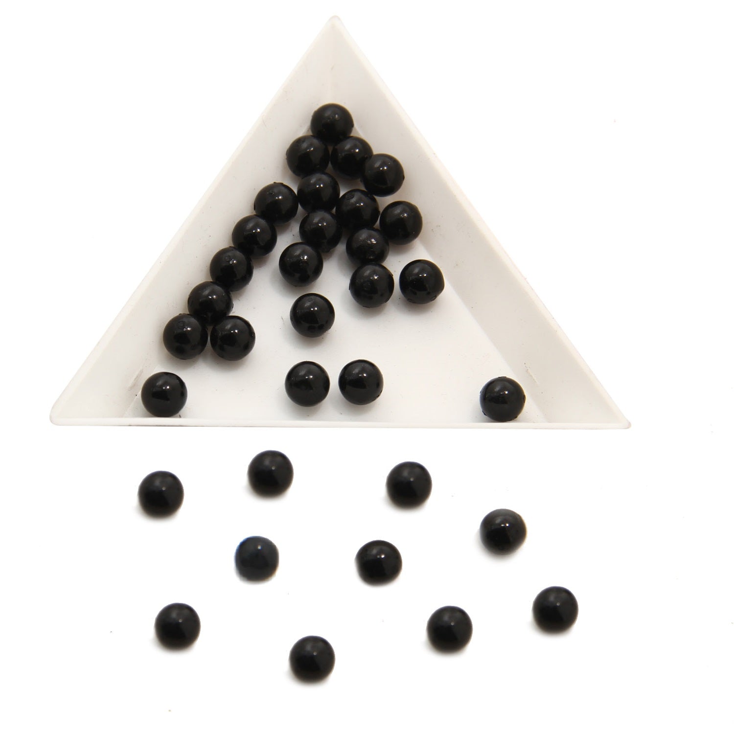 CCB Plastic No Hole Beads 6 MM (175 Pieces, 25 GMs Wt) Black Round For Embroidery Sewing Art Crafts Decoration Jewellery Making [ac-bds-00081-m4]