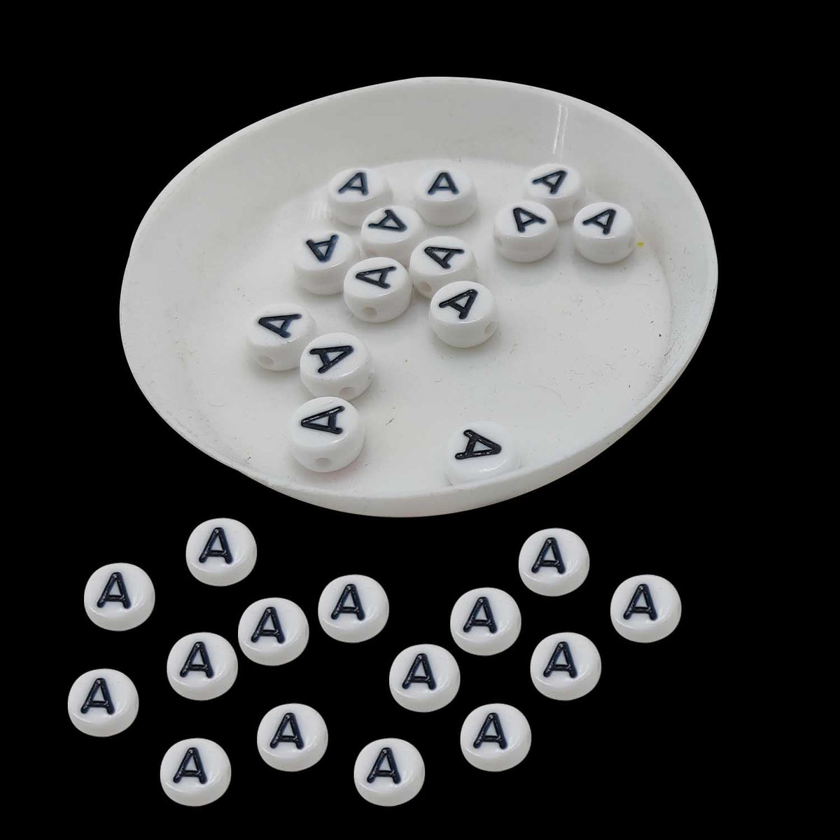 Acrylic Letter Alphabet Beads 7x4 MM White Hole Size 1 MM Flat Round For Jewellery Making DIY Crafts Keychains Decoration [ac-bds-00084]