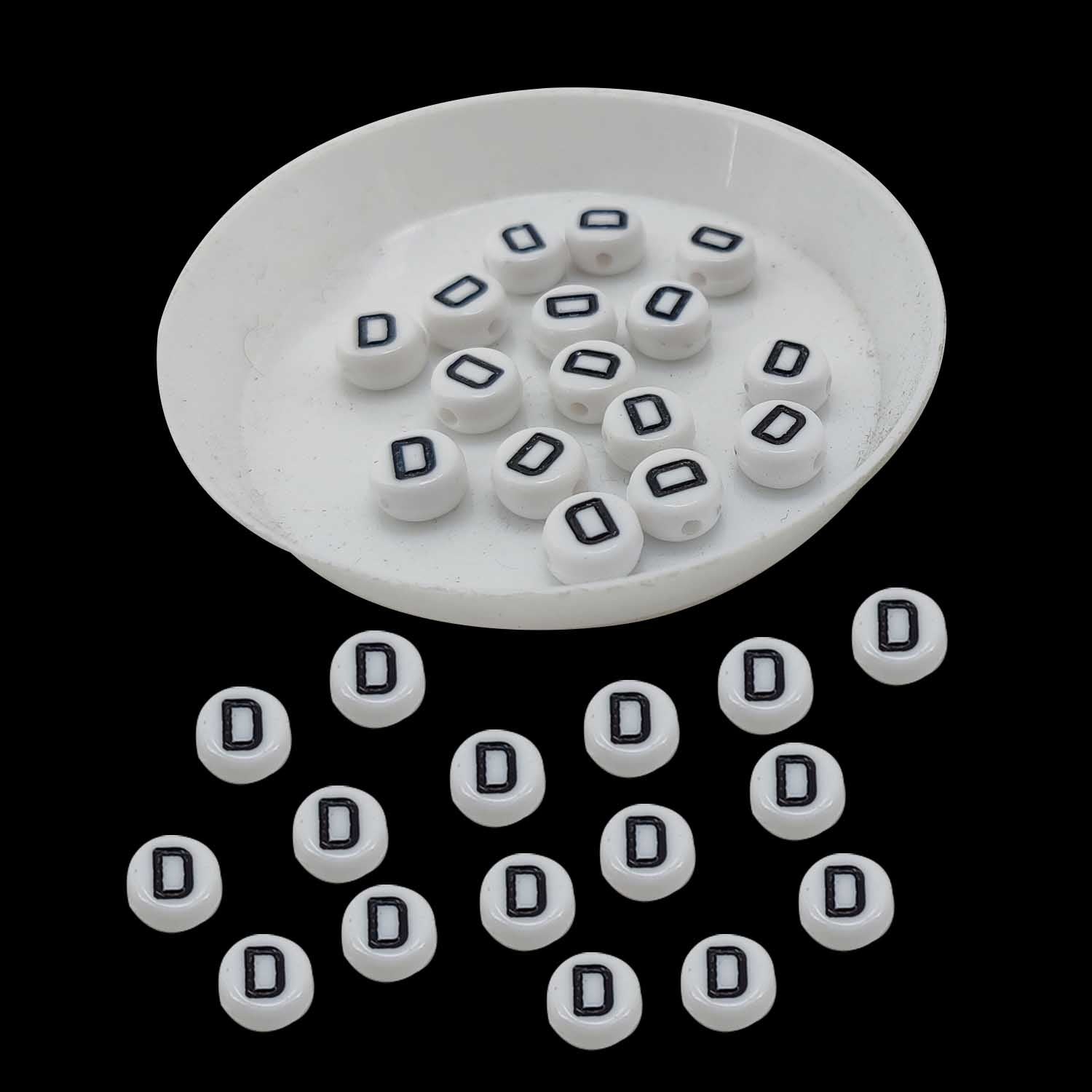Acrylic Letter Alphabet Beads 7x4 MM White Hole Size 1 MM Flat Round For Jewellery Making DIY Crafts Keychains Decoration [ac-bds-00084]