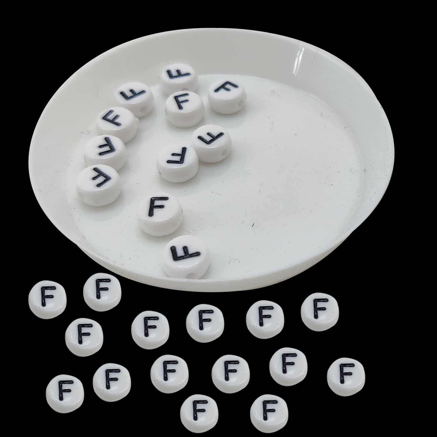 Acrylic Letter Alphabet Beads 7x4 MM White Hole Size 1 MM Flat Round For Jewellery Making DIY Crafts Keychains Decoration [ac-bds-00084]