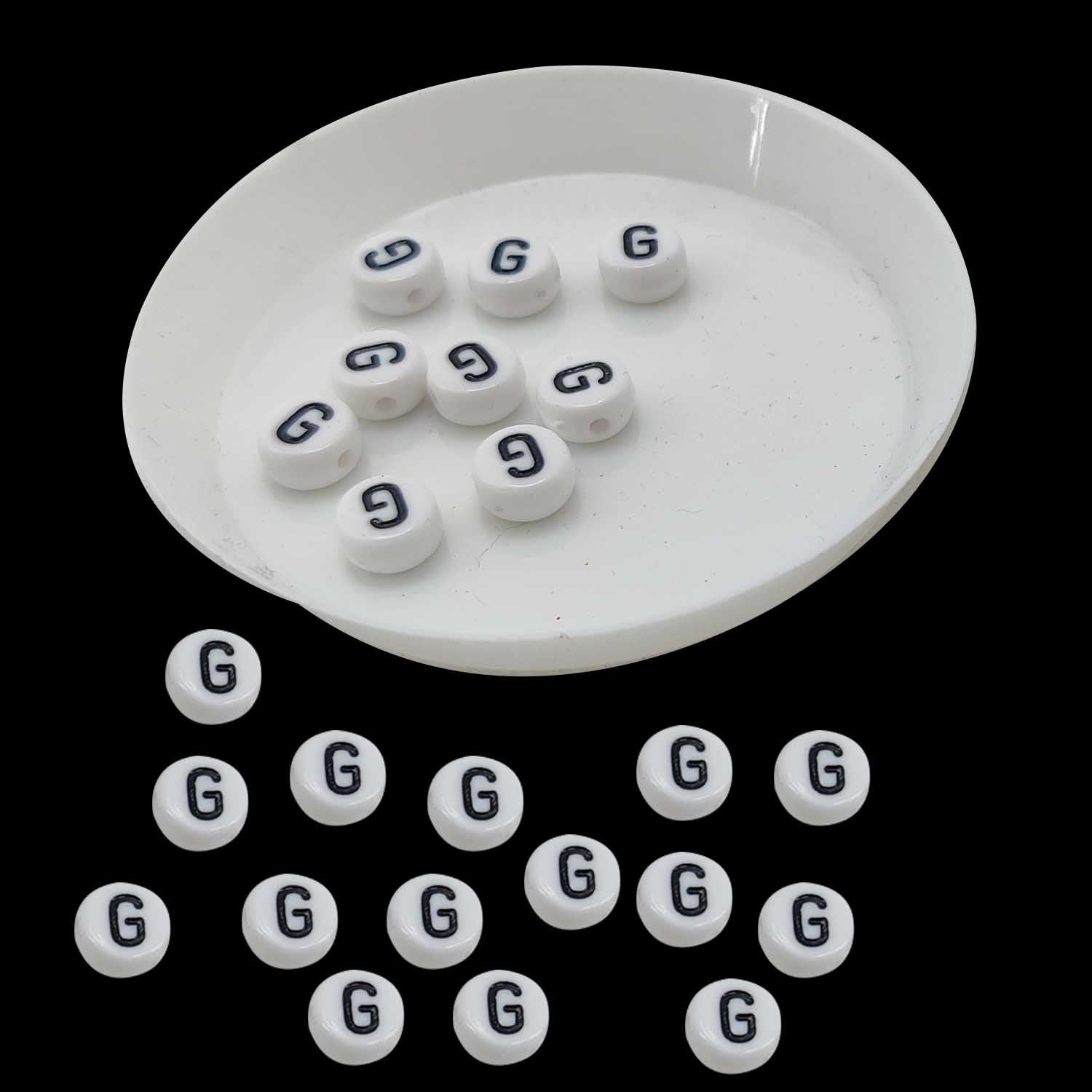 Acrylic Letter Alphabet Beads 7x4 MM White Hole Size 1 MM Flat Round For Jewellery Making DIY Crafts Keychains Decoration [ac-bds-00084]