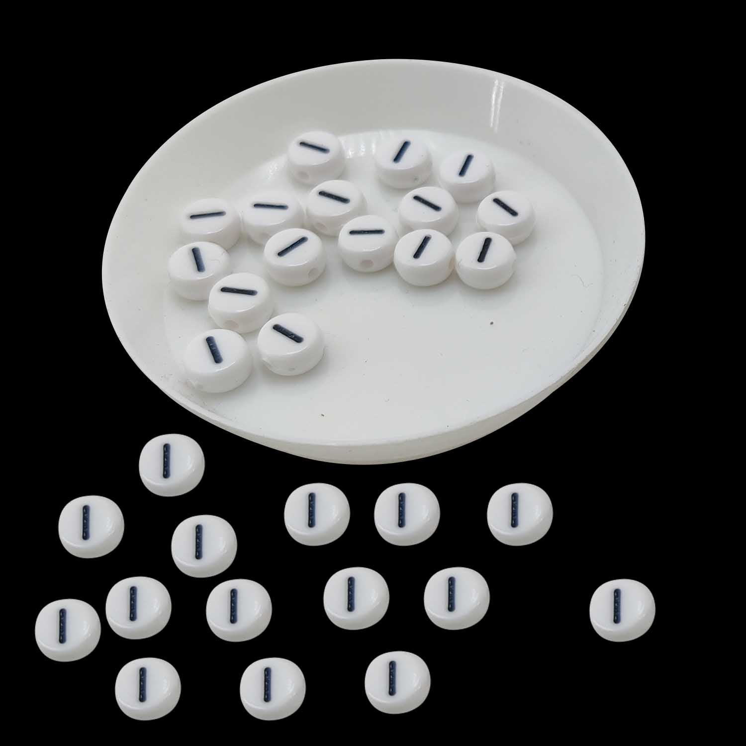 Acrylic Letter Alphabet Beads 7x4 MM White Hole Size 1 MM Flat Round For Jewellery Making DIY Crafts Keychains Decoration [ac-bds-00084]