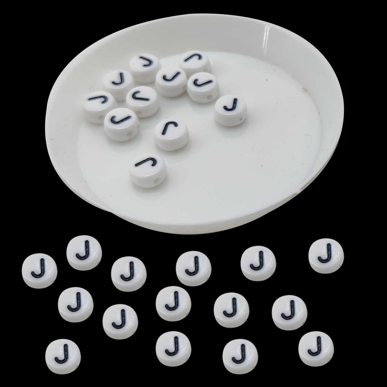 Acrylic Letter Alphabet Beads 7x4 MM White Hole Size 1 MM Flat Round For Jewellery Making DIY Crafts Keychains Decoration [ac-bds-00084]