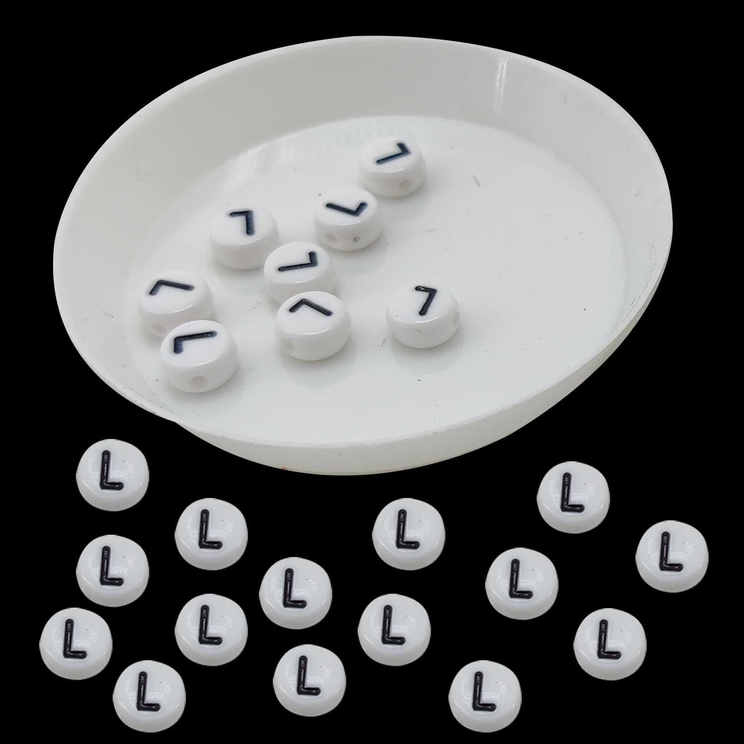 Acrylic Letter Alphabet Beads 7x4 MM White Hole Size 1 MM Flat Round For Jewellery Making DIY Crafts Keychains Decoration [ac-bds-00084]