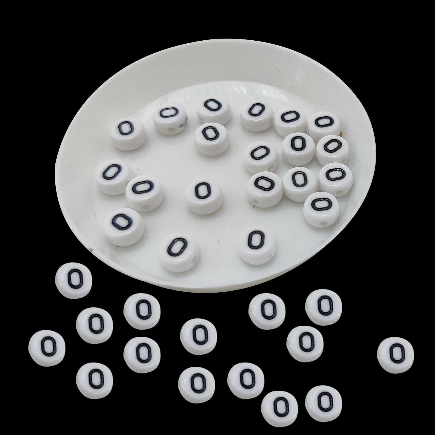 Acrylic Letter Alphabet Beads 7x4 MM White Hole Size 1 MM Flat Round For Jewellery Making DIY Crafts Keychains Decoration [ac-bds-00084]
