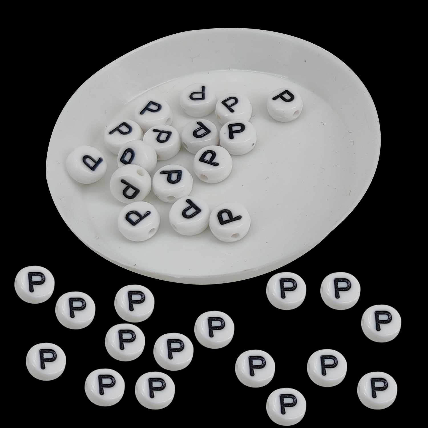 Acrylic Letter Alphabet Beads 7x4 MM White Hole Size 1 MM Flat Round For Jewellery Making DIY Crafts Keychains Decoration [ac-bds-00084]
