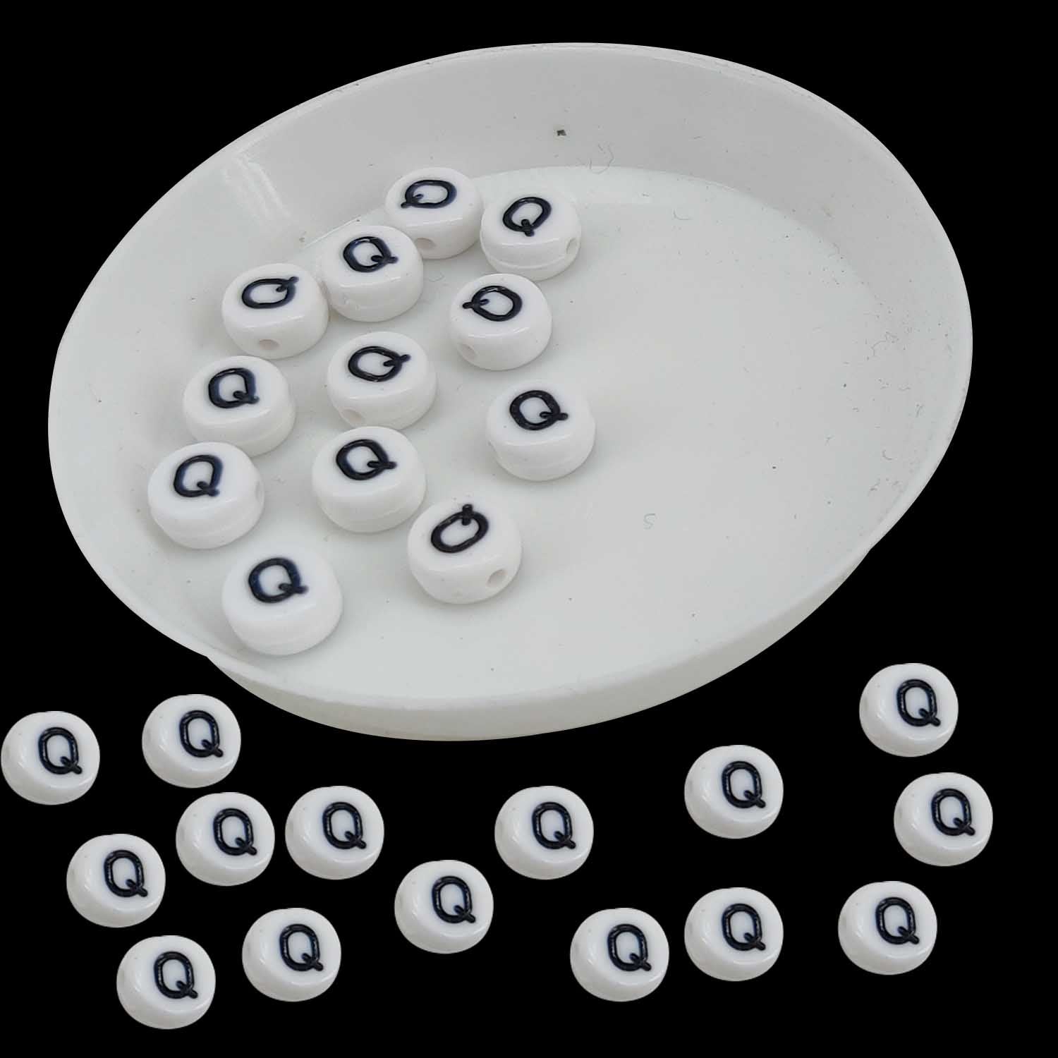 Acrylic Letter Alphabet Beads 7x4 MM White Hole Size 1 MM Flat Round For Jewellery Making DIY Crafts Keychains Decoration [ac-bds-00084]