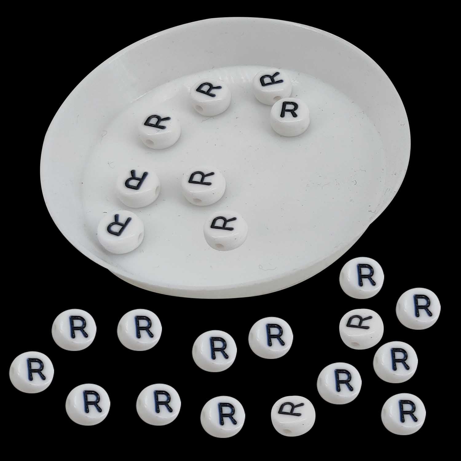 Acrylic Letter Alphabet Beads 7x4 MM White Hole Size 1 MM Flat Round For Jewellery Making DIY Crafts Keychains Decoration [ac-bds-00084]
