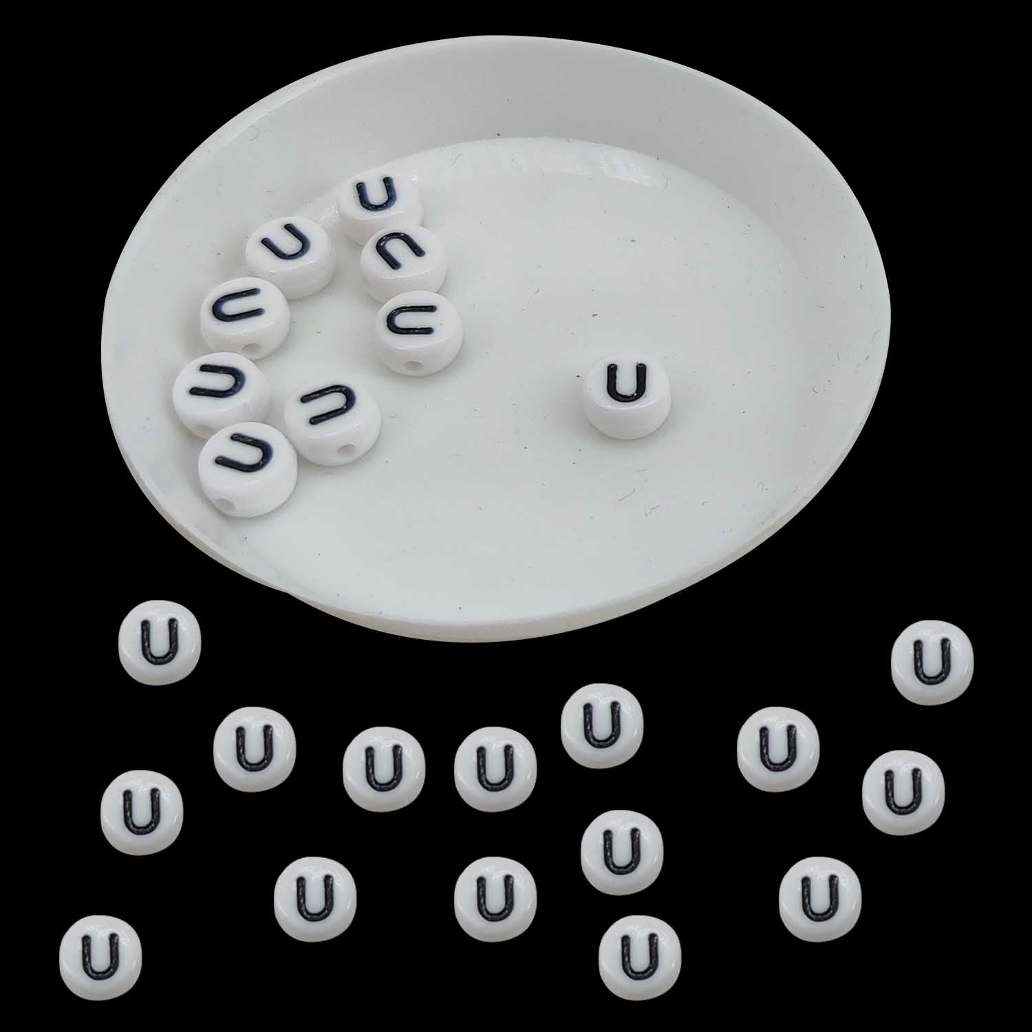 Acrylic Letter Alphabet Beads 7x4 MM White Hole Size 1 MM Flat Round For Jewellery Making DIY Crafts Keychains Decoration [ac-bds-00084]