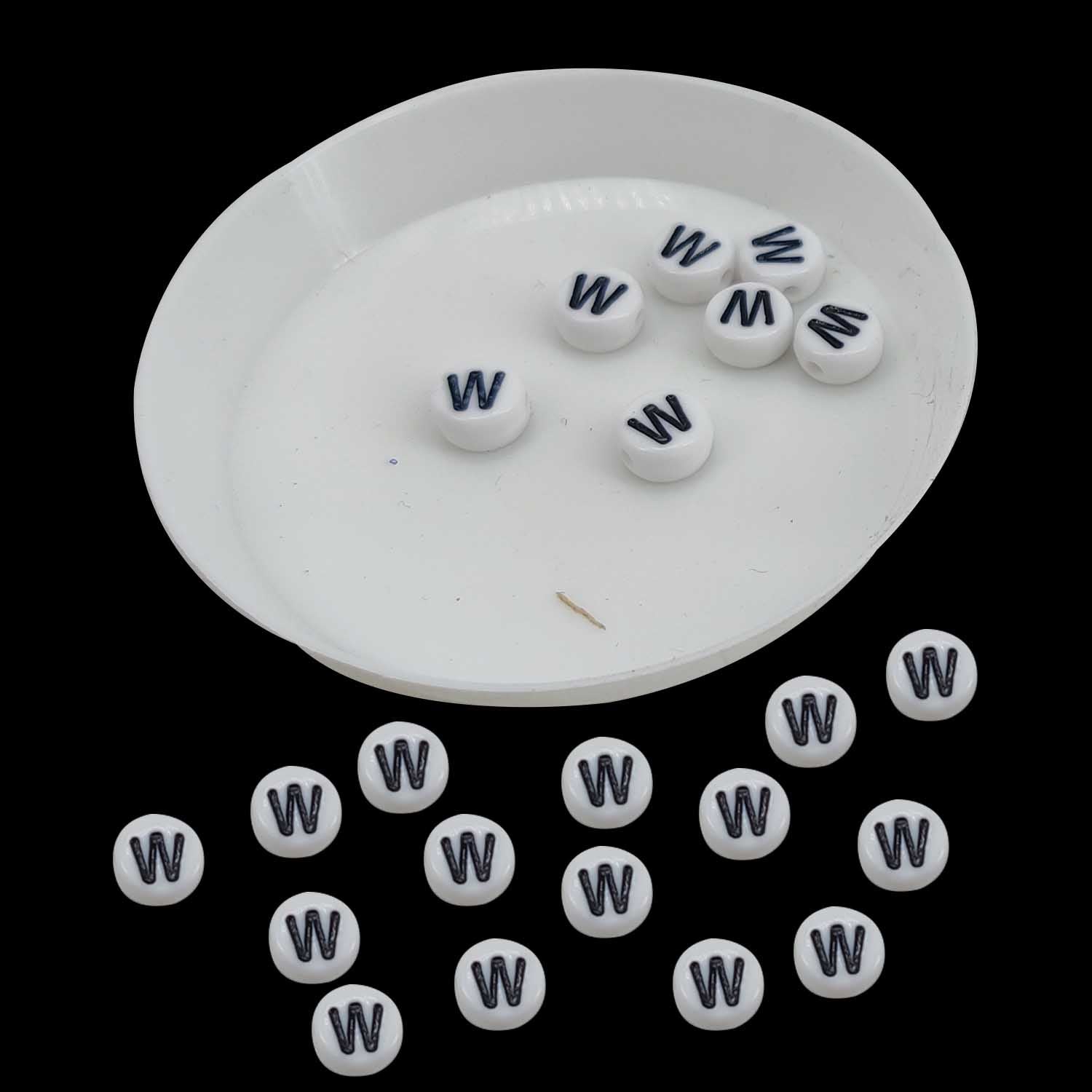 Acrylic Letter Alphabet Beads 7x4 MM White Hole Size 1 MM Flat Round For Jewellery Making DIY Crafts Keychains Decoration [ac-bds-00084]