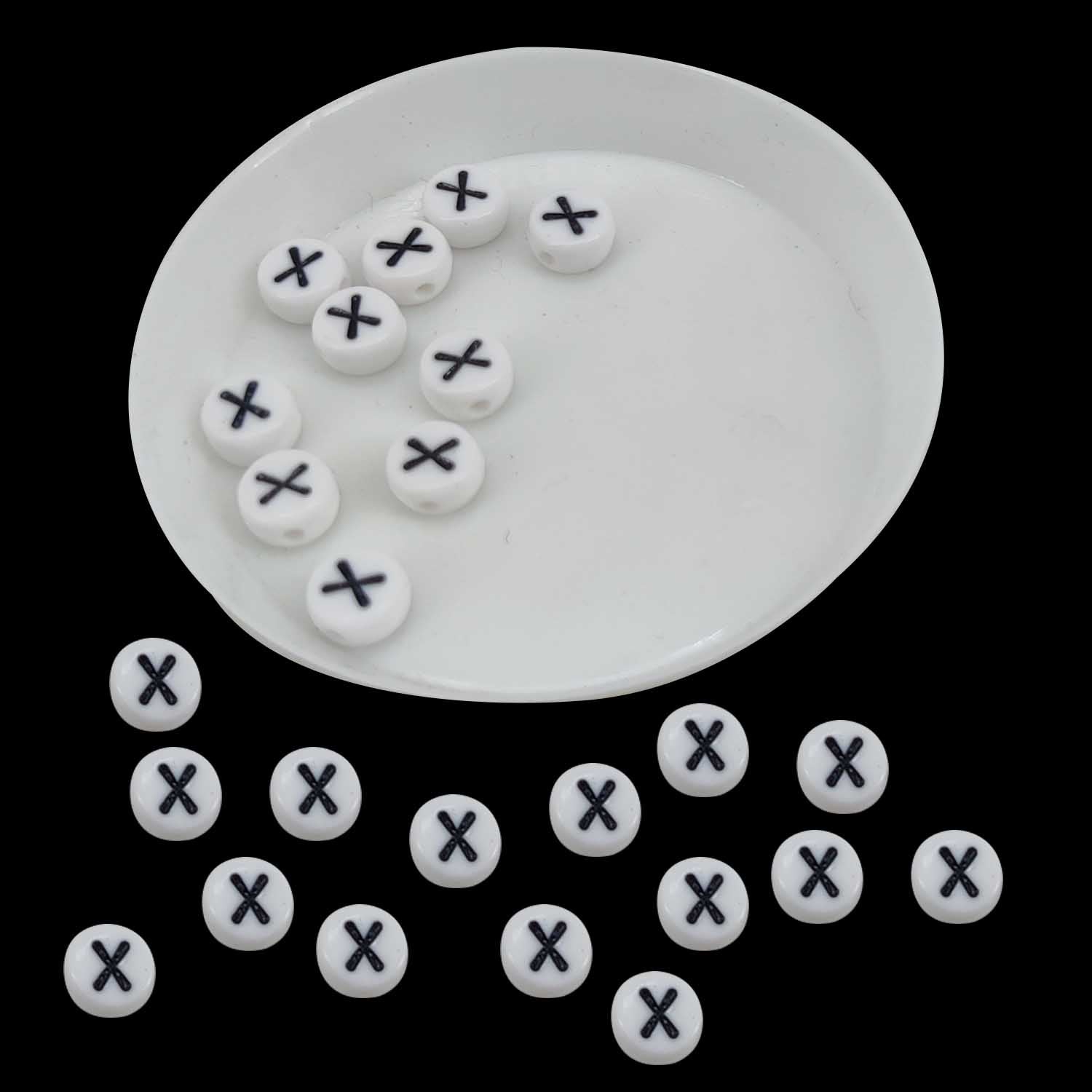 Acrylic Letter Alphabet Beads 7x4 MM White Hole Size 1 MM Flat Round For Jewellery Making DIY Crafts Keychains Decoration [ac-bds-00084]
