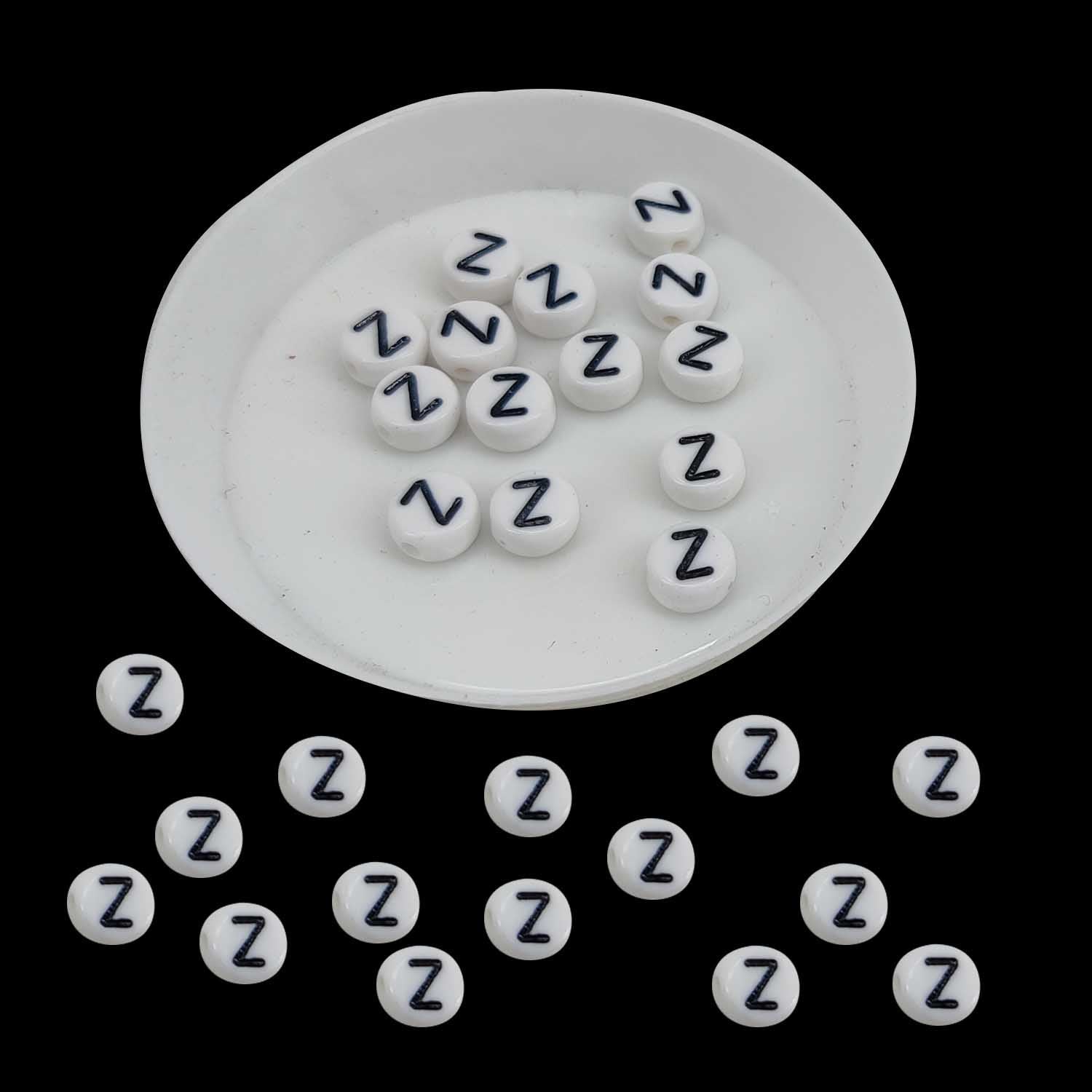 Acrylic Letter Alphabet Beads 7x4 MM White Hole Size 1 MM Flat Round For Jewellery Making DIY Crafts Keychains Decoration [ac-bds-00084]