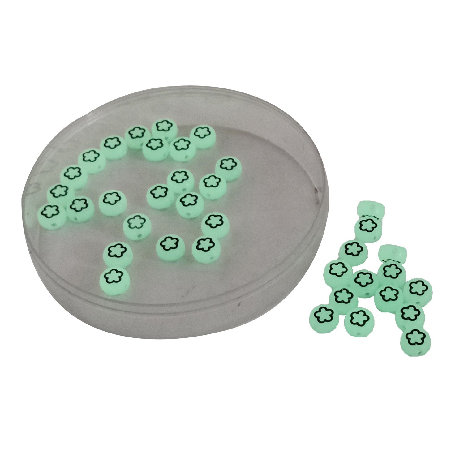 Radium Style Illuminating Acrylic Beads (70 Beads, 10 GMs) 7x4 MM Hole Size 1.5 MM Glow In The Dark For Jewellery Making DIY Crafts Keychains [ac-bds-00087-m1]