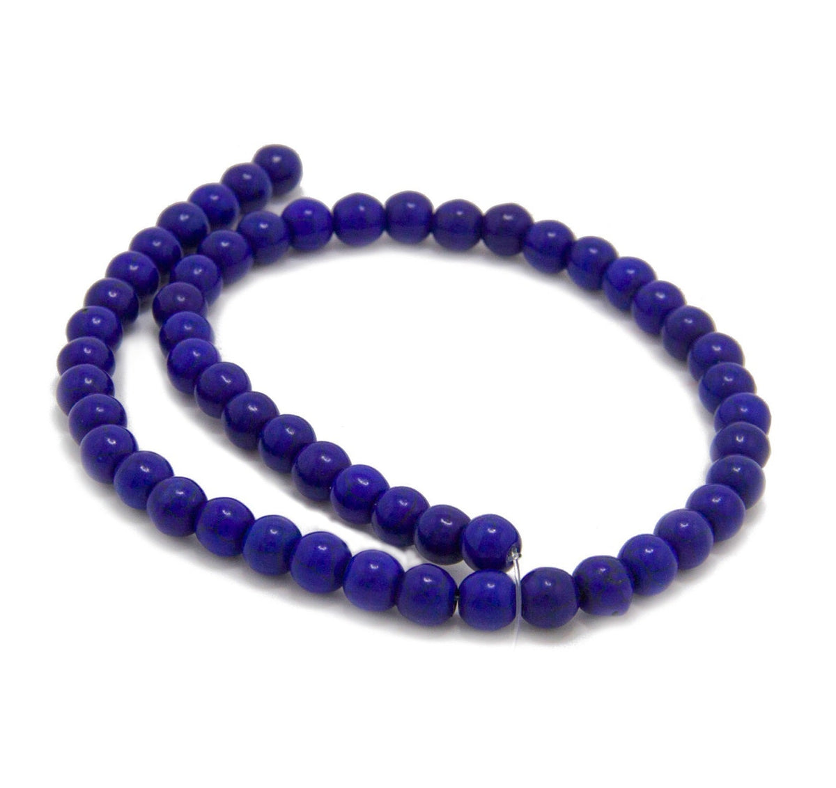 Synthetic Stone Beads 8 MM (1 String, 45-50 Beads) Round Hole 1 MM Dark Blue 15 Inch For Jewellery Making [ac-bds-00099-m8]