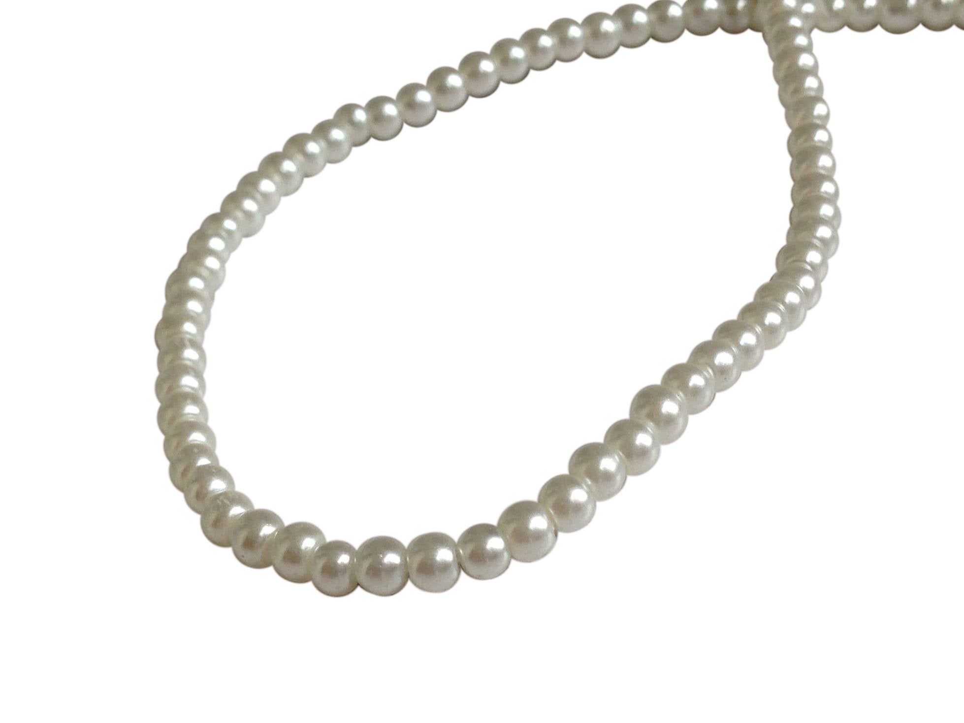 Plastic Imitation Glass Pearl Beads 3 MM (1 String, 210 Beads) Round Hole 1 MM White 31 Inch For Jewellery Making [ac-bds-00103-m1]