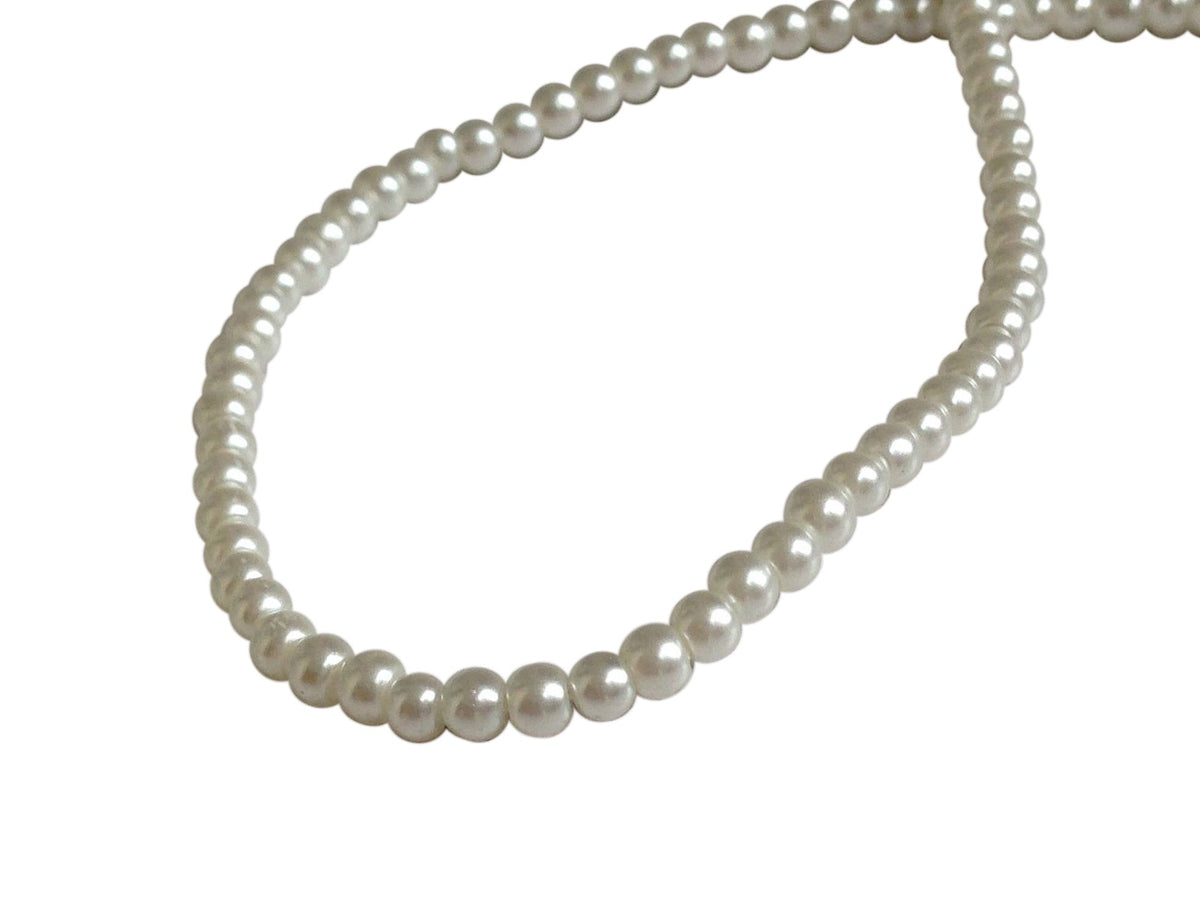 Plastic Imitation Glass Pearl Beads 3 MM (1 String, 210 Beads) Round Hole 1 MM White 31 Inch For Jewellery Making [ac-bds-00103-m1]