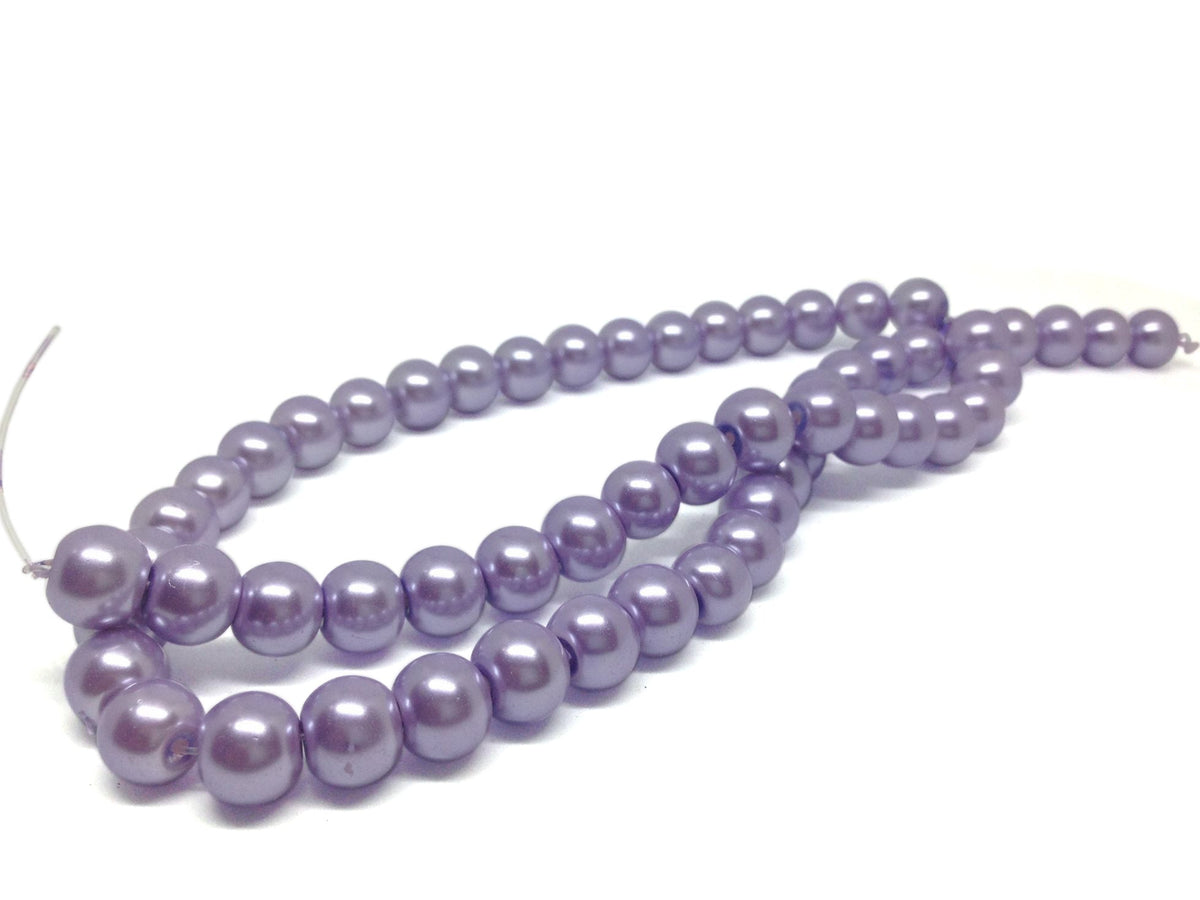 Plastic Imitation Glass Pearl Beads 8 MM (1 String, 100 Beads) Round Hole 1 MM Mild Lavendar 31 Inch For Jewellery Making [ac-bds-00106-m10]
