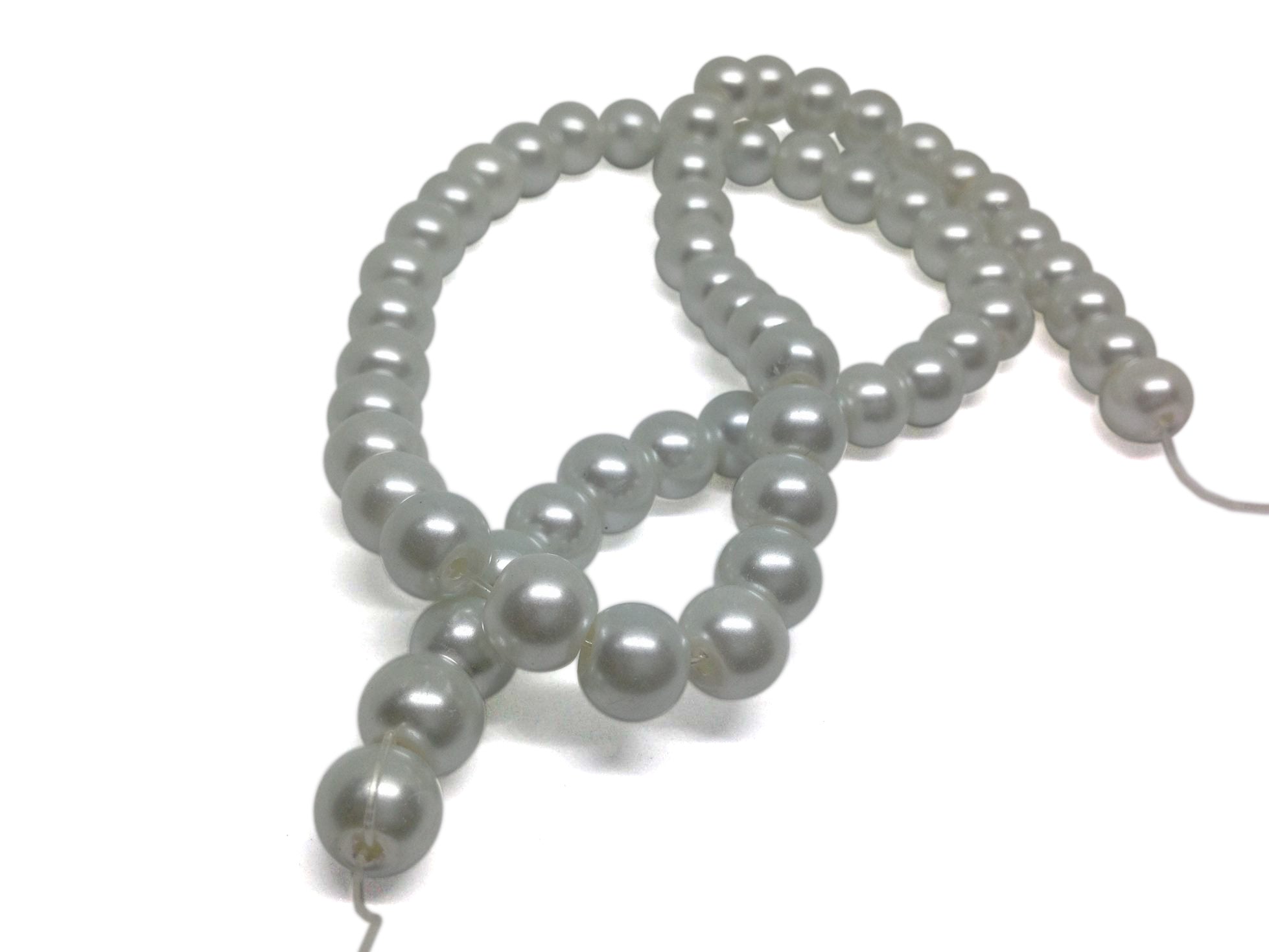 Plastic Imitation Glass Pearl Beads 8 MM (1 String, 100 Beads) Round Hole 1 MM White 31 Inch For Jewellery Making [ac-bds-00106-m1]