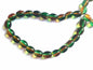 Glass Beads Twin Colors 9x6 MM (1 String, 100 Beads) Drum Hole 1 MM Green & Orange 31 Inch For Jewellery Making [ac-bds-00108-m1]