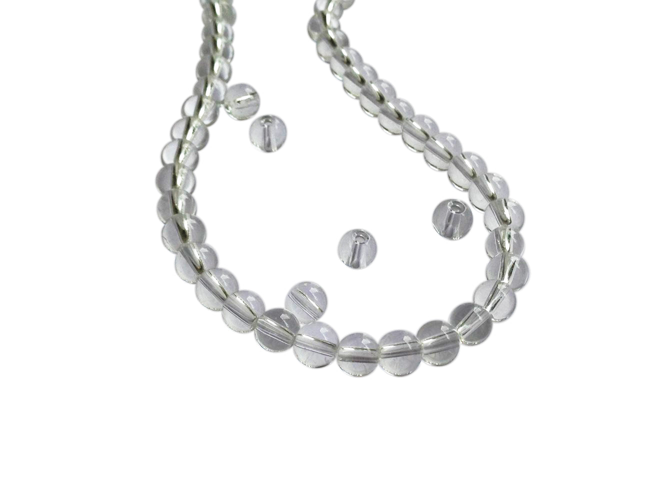 Glass Beads 4 MM (2 Strings, 80-85 Beads/String) Round Hole 0.5 MM Transparent Color 13 Inch For Jewellery Making [ac-bds-00113-m8]