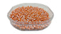 Striped Opaque 8/0 Glass Seed Beads 2.5x2 MM (800 Beads, 25 Grams Wt) Non-Uniform Round Hole 0.8 MM White & Orange For Jewellery Making [ac-bds-00120-m13]