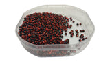 Striped Opaque 8/0 Glass Seed Beads 2.5x2 MM (800 Beads, 25 Grams Wt) Non-Uniform Round Hole 0.8 MM Black & Dark Orange [ac-bds-00120-m3]